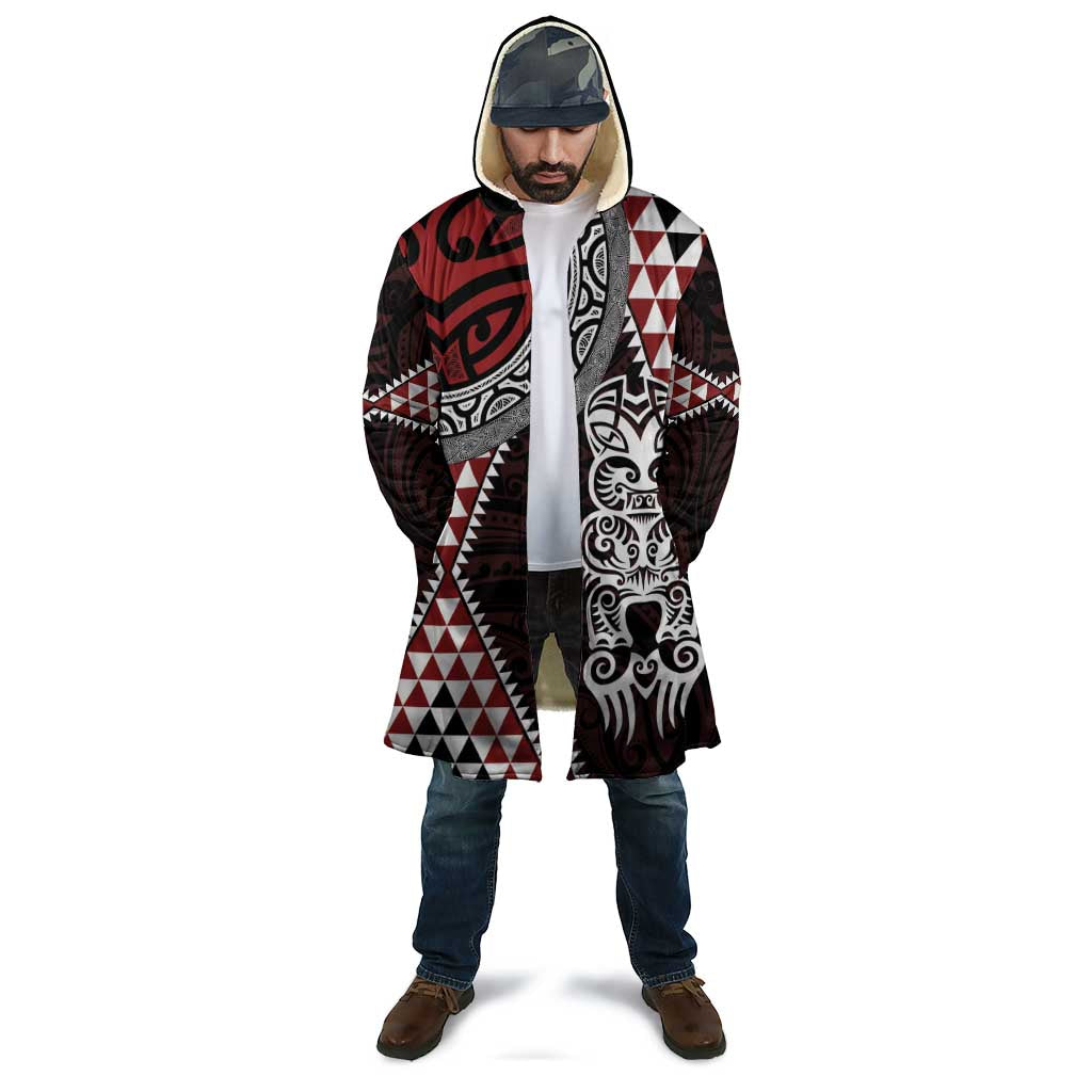 Red Aotearoa Niho Taniwha Cloak Maori Mythology Tooth - Taniko Motifs - Aussie Hoodie