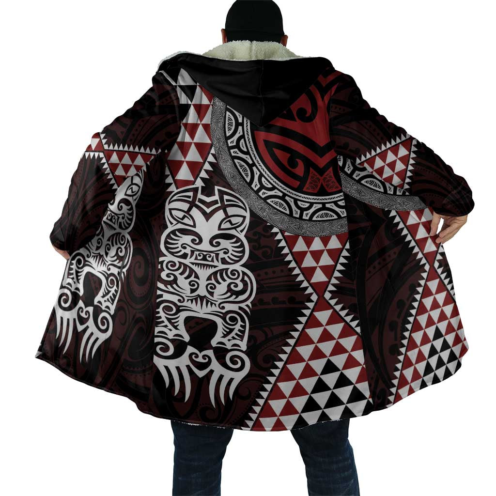 Red Aotearoa Niho Taniwha Cloak Maori Mythology Tooth - Taniko Motifs - Aussie Hoodie
