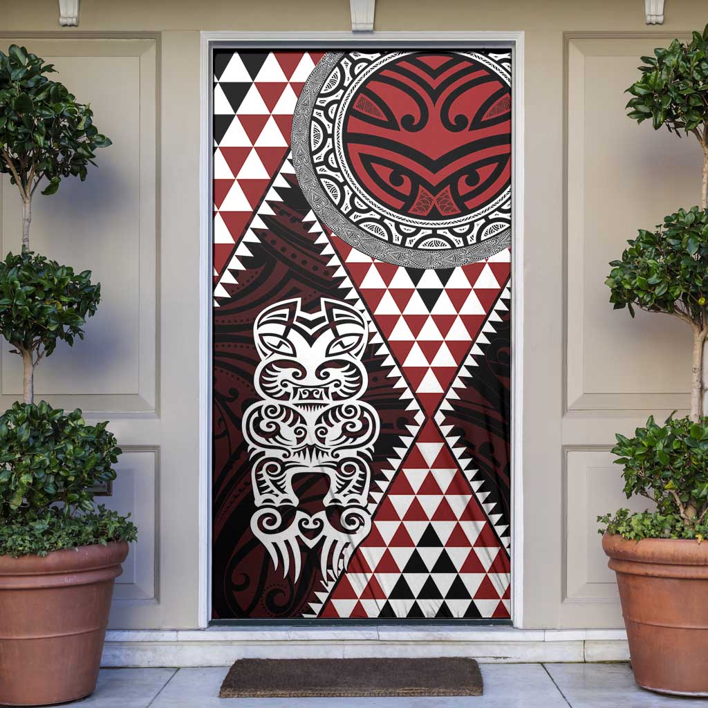 Red Aotearoa Niho Taniwha Door Cover Maori Mythology Tooth - Taniko Motifs - Aussie Hoodie