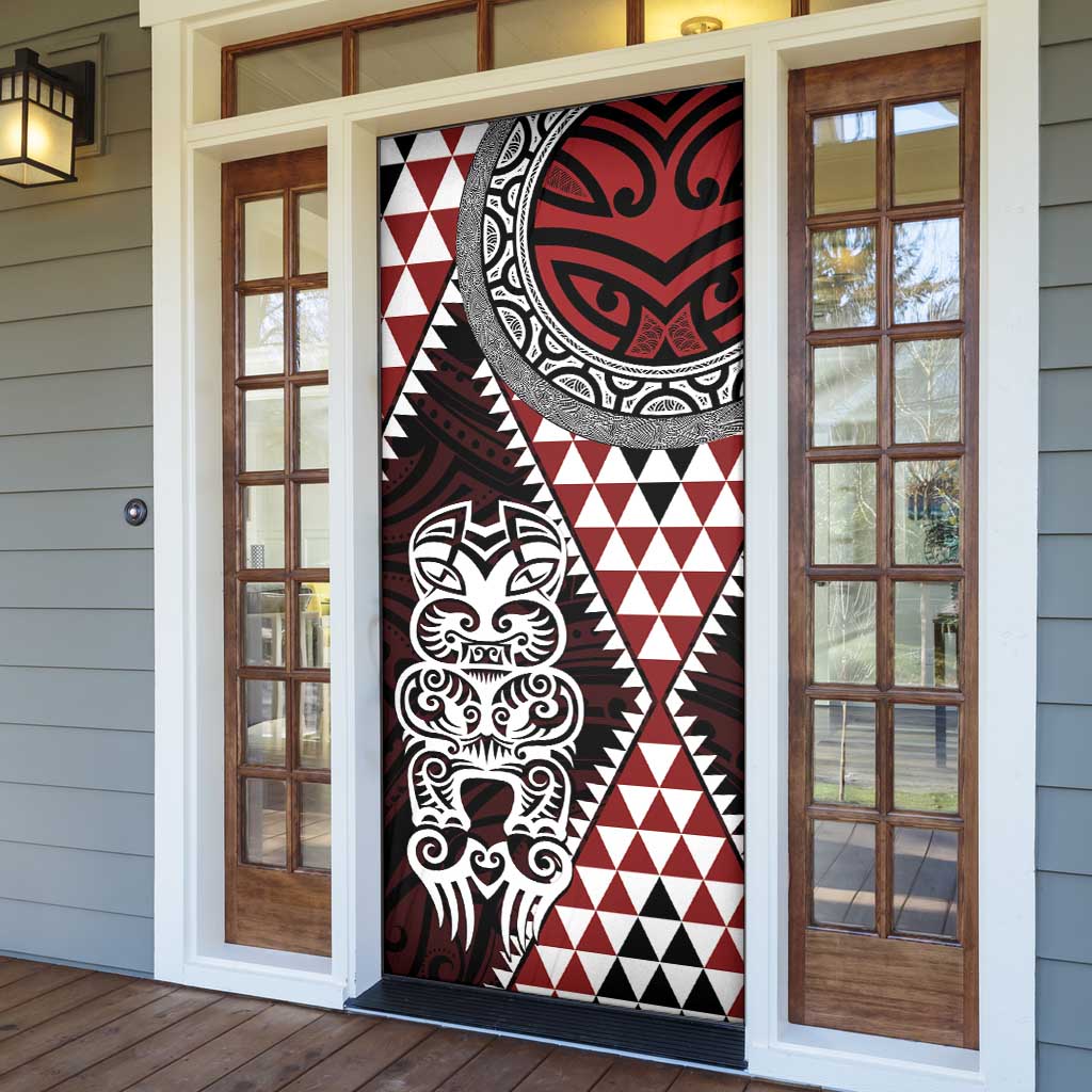 Red Aotearoa Niho Taniwha Door Cover Maori Mythology Tooth - Taniko Motifs - Aussie Hoodie