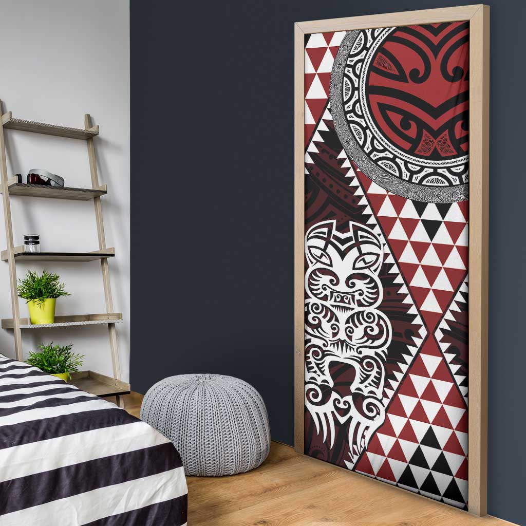 Red Aotearoa Niho Taniwha Door Cover Maori Mythology Tooth - Taniko Motifs - Aussie Hoodie