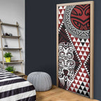 Red Aotearoa Niho Taniwha Door Cover Maori Mythology Tooth - Taniko Motifs - Aussie Hoodie