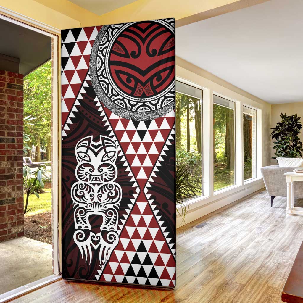 Red Aotearoa Niho Taniwha Door Cover Maori Mythology Tooth - Taniko Motifs - Aussie Hoodie