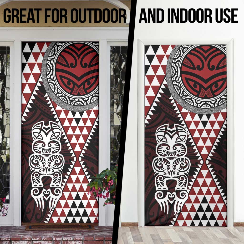 Red Aotearoa Niho Taniwha Door Cover Maori Mythology Tooth - Taniko Motifs - Aussie Hoodie