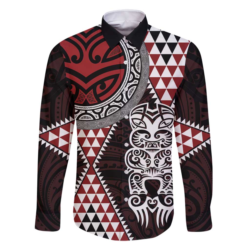 Red Aotearoa Niho Taniwha Family Matching Mermaid Dress and Hawaiian Shirt Maori Mythology Tooth - Taniko Motifs