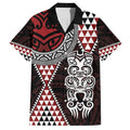 Red Aotearoa Niho Taniwha Family Matching Tank Maxi Dress and Hawaiian Shirt Maori Mythology Tooth - Taniko Motifs