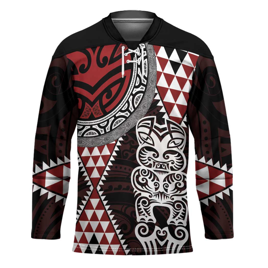 Red Aotearoa Niho Taniwha Hockey Jersey Maori Mythology Tooth - Taniko Motifs - Aussie Hoodie