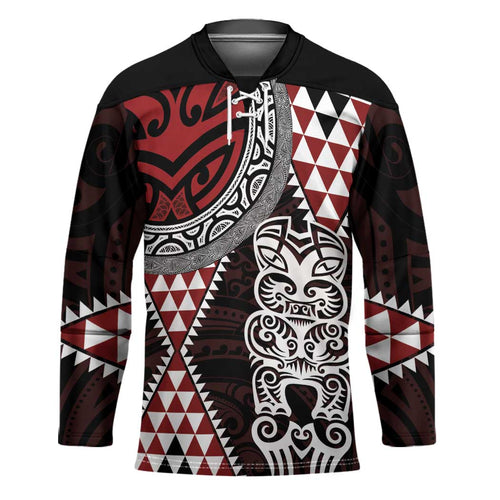 Red Aotearoa Niho Taniwha Hockey Jersey Maori Mythology Tooth - Taniko Motifs - Aussie Hoodie