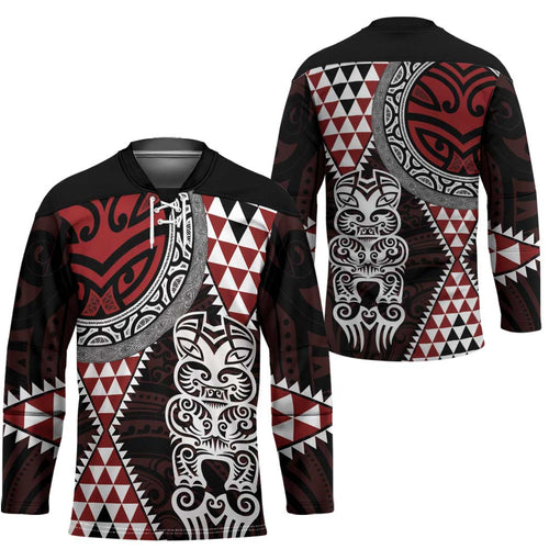 Red Aotearoa Niho Taniwha Hockey Jersey Maori Mythology Tooth - Taniko Motifs - Aussie Hoodie