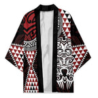 Red Aotearoa Niho Taniwha Kimono Maori Mythology Tooth - Taniko Motifs - Aussie Hoodie