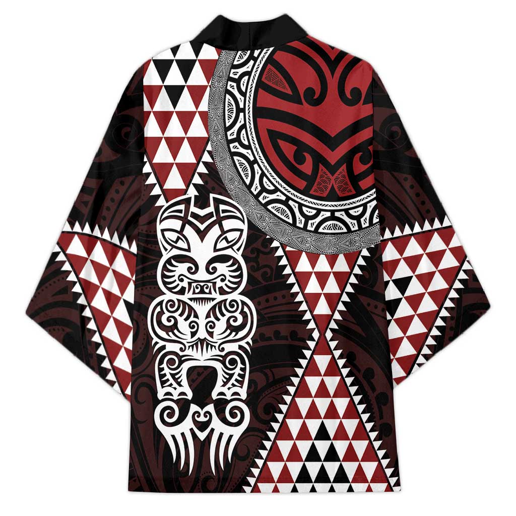 Red Aotearoa Niho Taniwha Kimono Maori Mythology Tooth - Taniko Motifs - Aussie Hoodie
