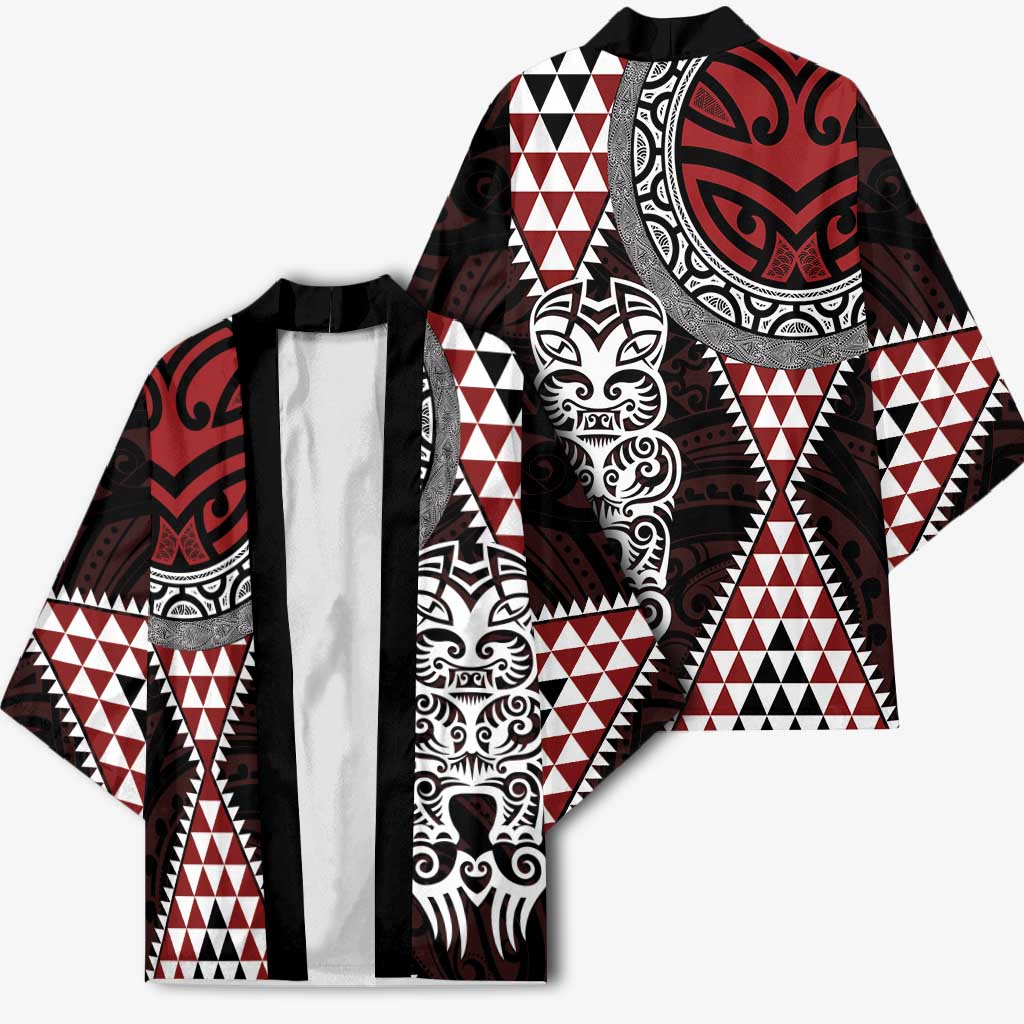 Red Aotearoa Niho Taniwha Kimono Maori Mythology Tooth - Taniko Motifs - Aussie Hoodie