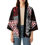 Red Aotearoa Niho Taniwha Kimono Maori Mythology Tooth - Taniko Motifs - Aussie Hoodie