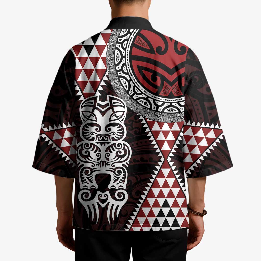 Red Aotearoa Niho Taniwha Kimono Maori Mythology Tooth - Taniko Motifs - Aussie Hoodie