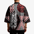 Red Aotearoa Niho Taniwha Kimono Maori Mythology Tooth - Taniko Motifs - Aussie Hoodie