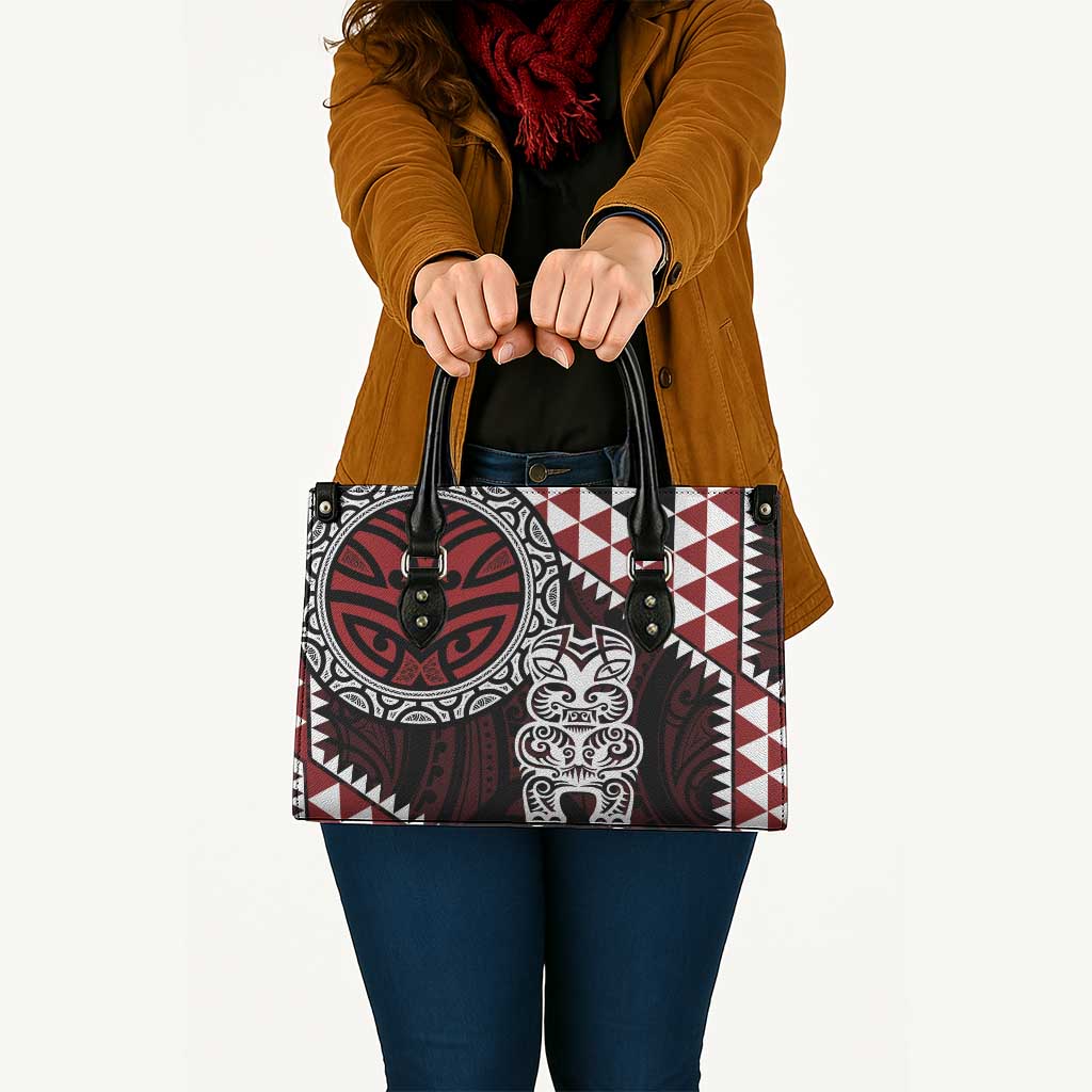 Red Aotearoa Niho Taniwha Leather Bag Maori Mythology Tooth - Taniko Motifs - Aussie Hoodie