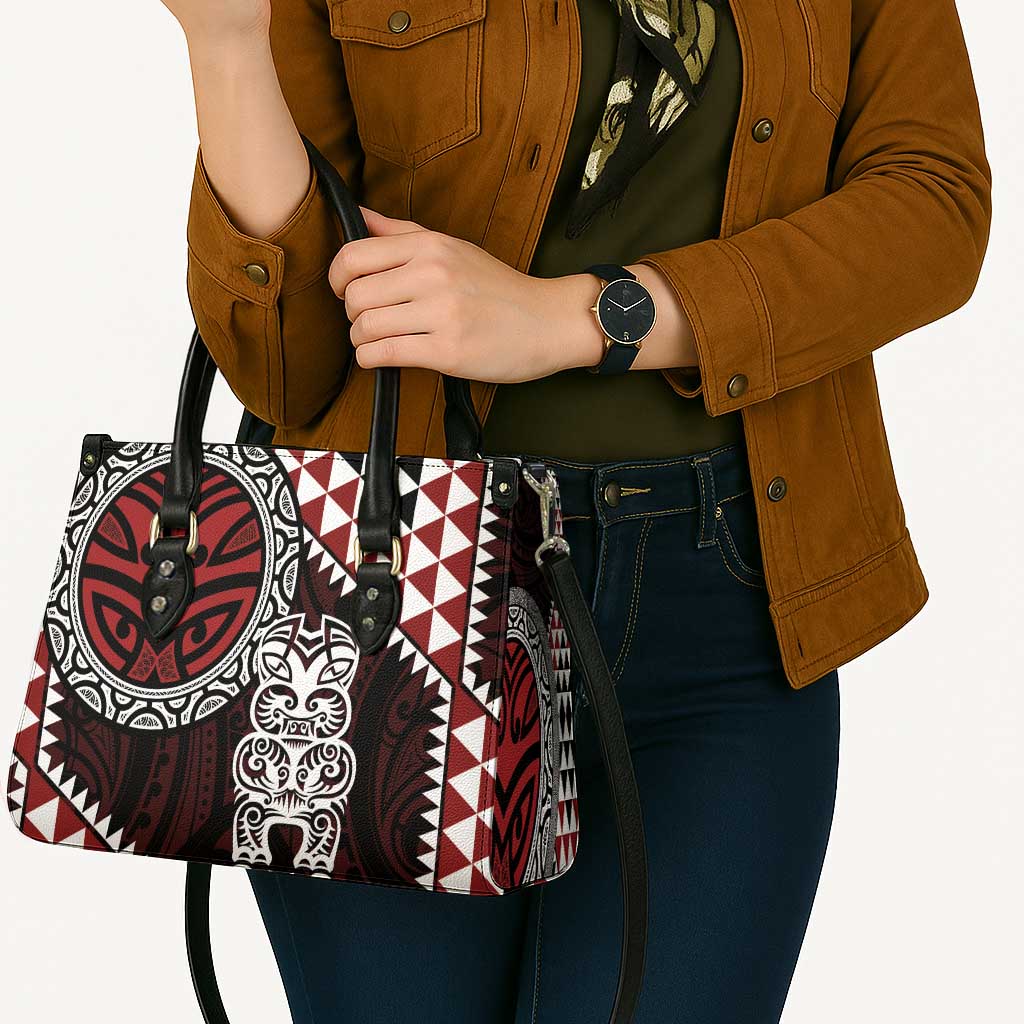 Red Aotearoa Niho Taniwha Leather Bag Maori Mythology Tooth - Taniko Motifs - Aussie Hoodie