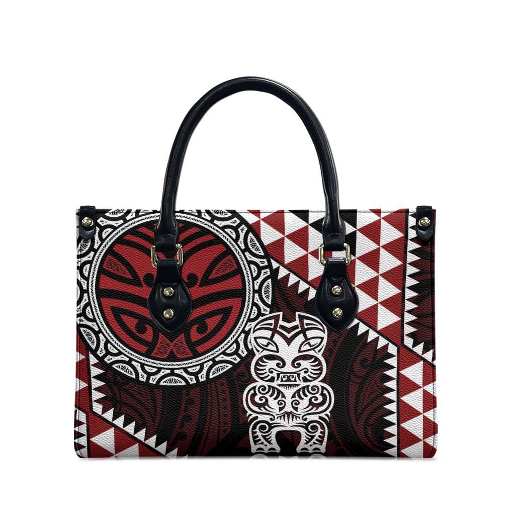 Red Aotearoa Niho Taniwha Leather Bag Maori Mythology Tooth - Taniko Motifs - Aussie Hoodie
