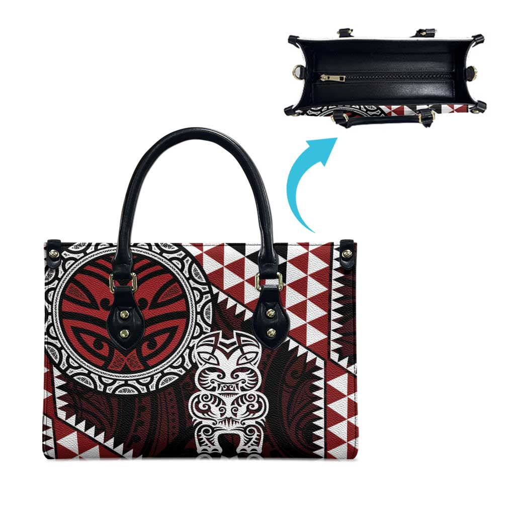 Red Aotearoa Niho Taniwha Leather Bag Maori Mythology Tooth - Taniko Motifs - Aussie Hoodie