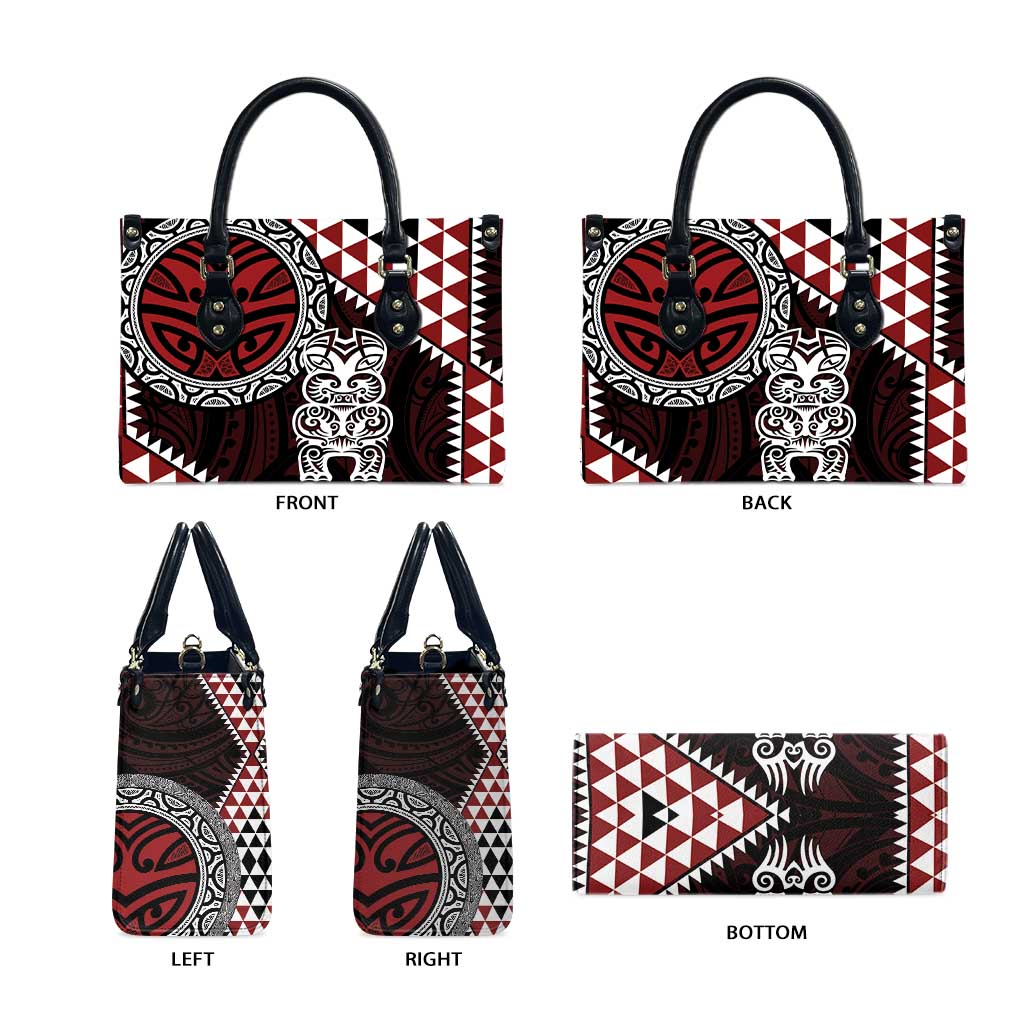 Red Aotearoa Niho Taniwha Leather Bag Maori Mythology Tooth - Taniko Motifs - Aussie Hoodie