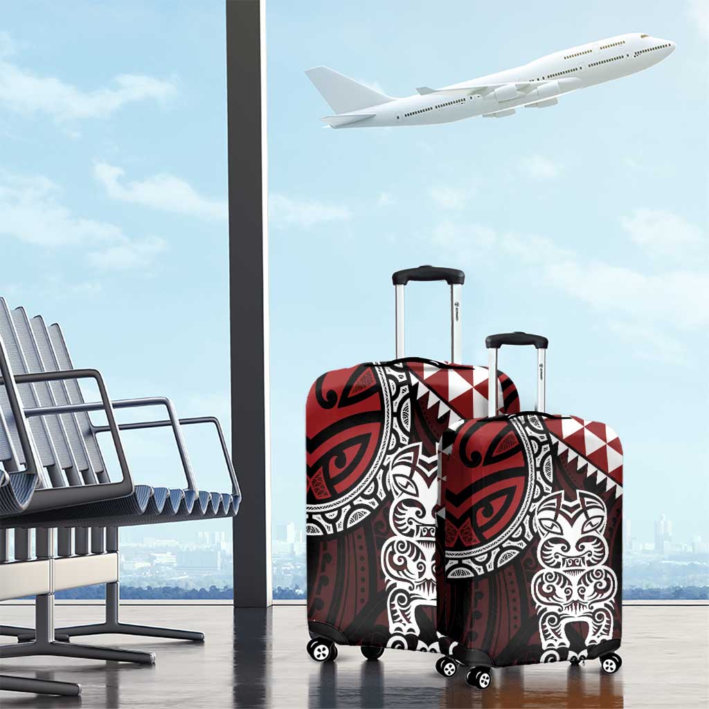 Red Aotearoa Niho Taniwha Luggage Cover Maori Mythology Tooth - Taniko Motifs