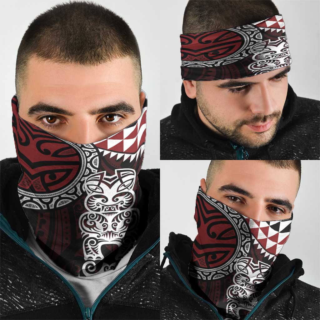 Red Aotearoa Niho Taniwha Neck Gaiter Maori Mythology Tooth - Taniko Motifs - Aussie Hoodie