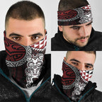 Red Aotearoa Niho Taniwha Neck Gaiter Maori Mythology Tooth - Taniko Motifs - Aussie Hoodie