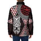 Red Aotearoa Niho Taniwha Padded Jacket Maori Mythology Tooth - Taniko Motifs - Aussie Hoodie