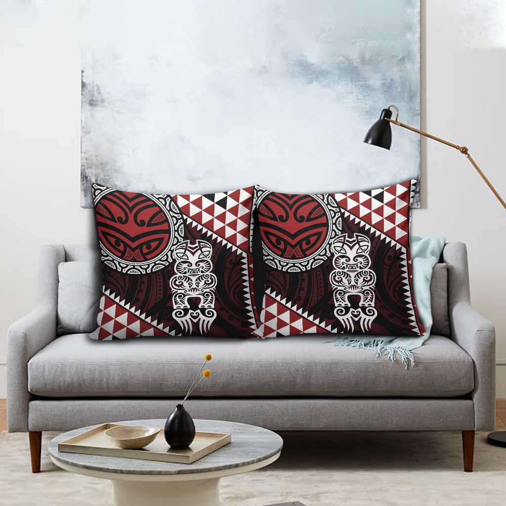 Red Aotearoa Niho Taniwha Pillow Cover Maori Mythology Tooth - Taniko Motifs - Aussie Hoodie