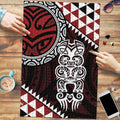 Red Aotearoa Niho Taniwha Puzzle Maori Mythology Tooth - Taniko Motifs - Aussie Hoodie