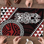 Red Aotearoa Niho Taniwha Puzzle Maori Mythology Tooth - Taniko Motifs - Aussie Hoodie