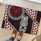 Red Aotearoa Niho Taniwha Rubber Doormat Maori Mythology Tooth - Taniko Motifs