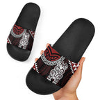 Red Aotearoa Niho Taniwha Slide Sandals Maori Mythology Tooth - Taniko Motifs - Aussie Hoodie