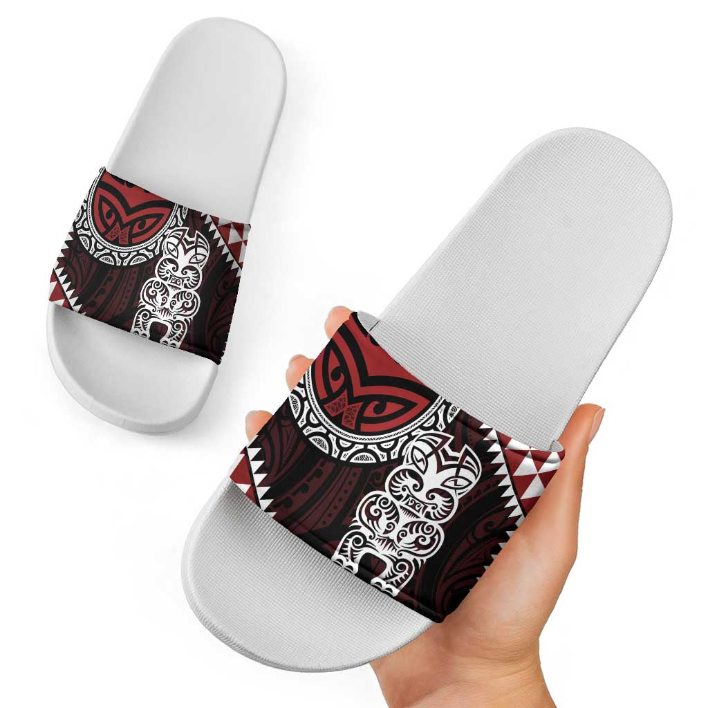Red Aotearoa Niho Taniwha Slide Sandals Maori Mythology Tooth - Taniko Motifs - Aussie Hoodie
