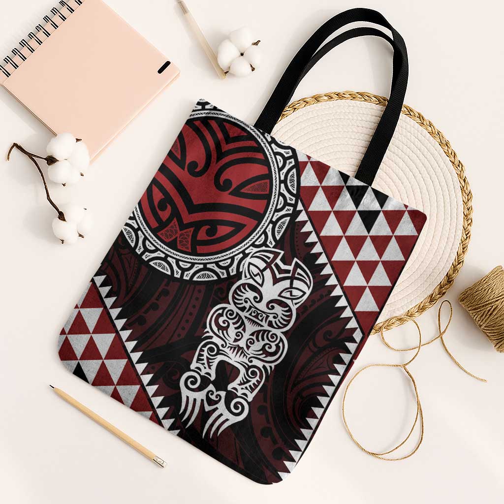 Red Aotearoa Niho Taniwha Tote Bag Maori Mythology Tooth - Taniko Motifs - Aussie Hoodie