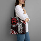Red Aotearoa Niho Taniwha Tote Bag Maori Mythology Tooth - Taniko Motifs - Aussie Hoodie
