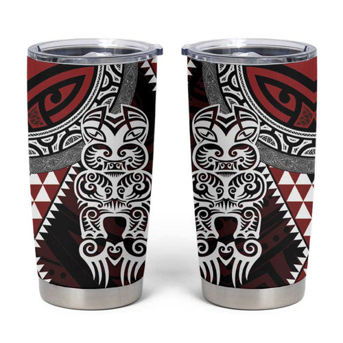 Red Aotearoa Niho Taniwha Tumbler Cup Maori Mythology Tooth - Taniko Motifs