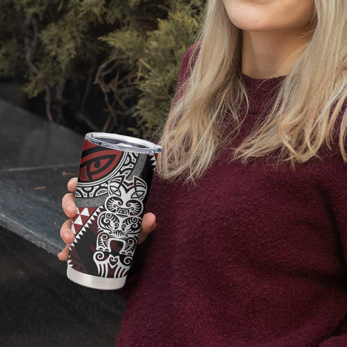 Red Aotearoa Niho Taniwha Tumbler Cup Maori Mythology Tooth - Taniko Motifs