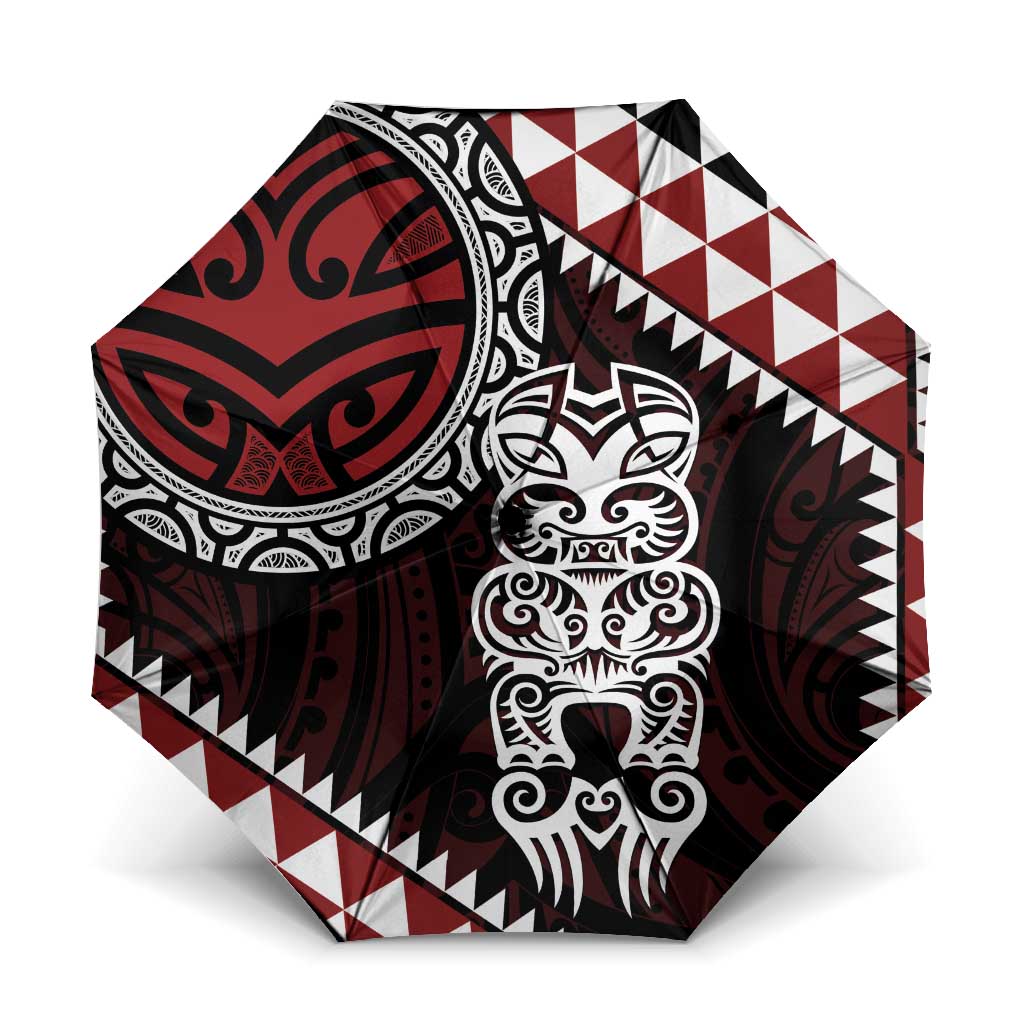 Red Aotearoa Niho Taniwha Umbrella Maori Mythology Tooth - Taniko Motifs - Aussie Hoodie