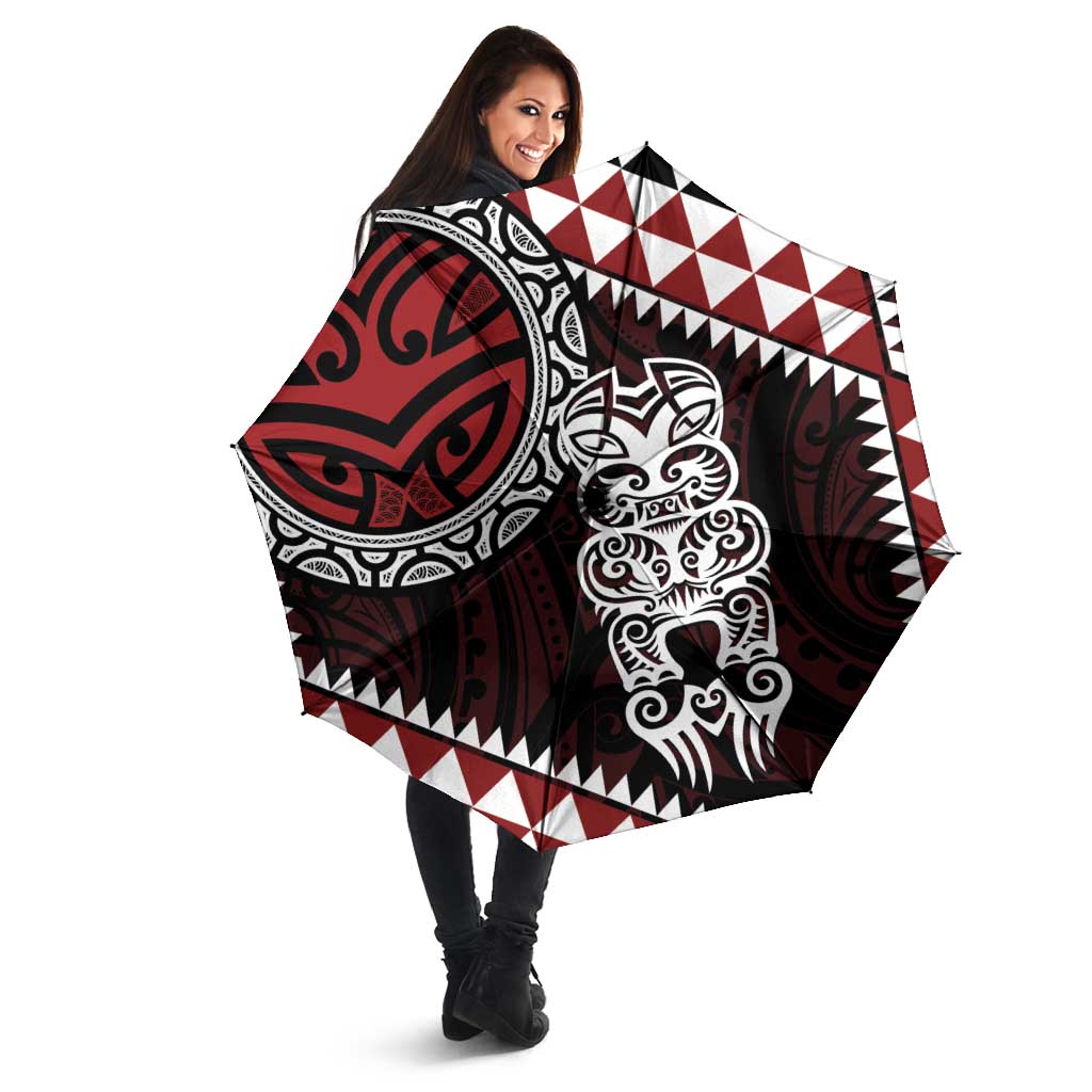 Red Aotearoa Niho Taniwha Umbrella Maori Mythology Tooth - Taniko Motifs - Aussie Hoodie