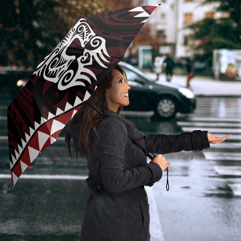 Red Aotearoa Niho Taniwha Umbrella Maori Mythology Tooth - Taniko Motifs - Aussie Hoodie