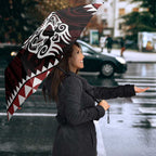 Red Aotearoa Niho Taniwha Umbrella Maori Mythology Tooth - Taniko Motifs - Aussie Hoodie