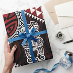 Red Aotearoa Niho Taniwha Wrapping Paper Maori Mythology Tooth - Taniko Motifs - Aussie Hoodie