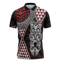 Red Aotearoa Niho Taniwha Zipper Polo Shirt Maori Mythology Tooth - Taniko Motifs - Aussie Hoodie