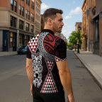 Red Aotearoa Niho Taniwha Zipper Polo Shirt Maori Mythology Tooth - Taniko Motifs - Aussie Hoodie