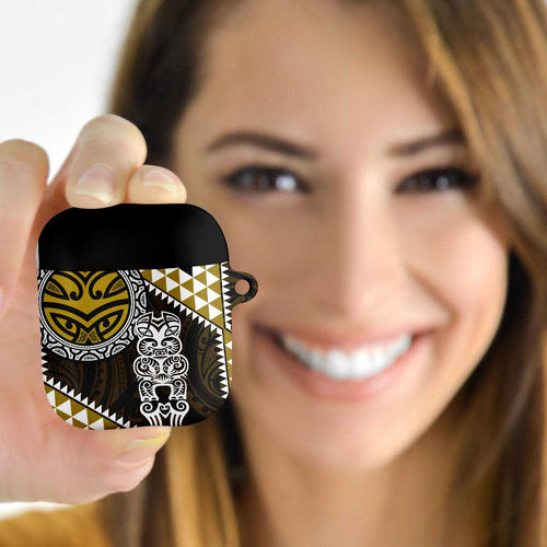 Yellow Aotearoa Niho Taniwha AirPods Case Maori Mythology Tooth - Taniko Motifs - Aussie Hoodie