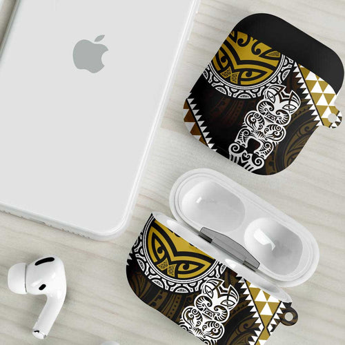 Yellow Aotearoa Niho Taniwha AirPods Case Maori Mythology Tooth - Taniko Motifs - Aussie Hoodie
