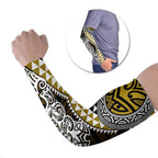 Yellow Aotearoa Niho Taniwha Arm Sleeves Maori Mythology Tooth - Taniko Motifs - Aussie Hoodie