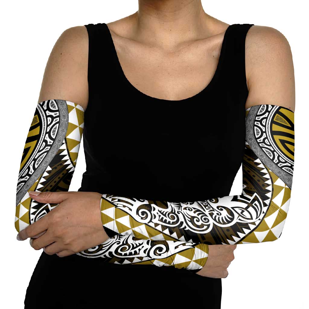 Yellow Aotearoa Niho Taniwha Arm Sleeves Maori Mythology Tooth - Taniko Motifs - Aussie Hoodie
