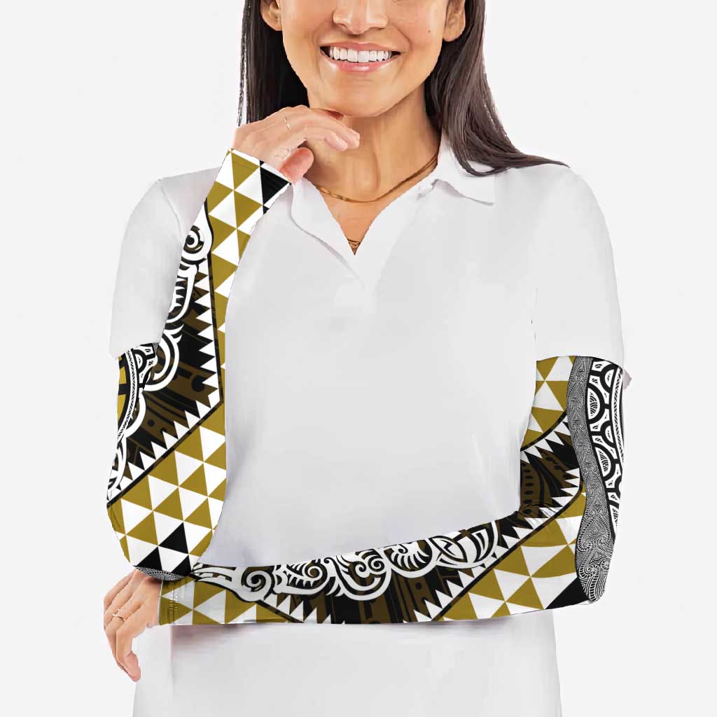 Yellow Aotearoa Niho Taniwha Arm Sleeves Maori Mythology Tooth - Taniko Motifs - Aussie Hoodie